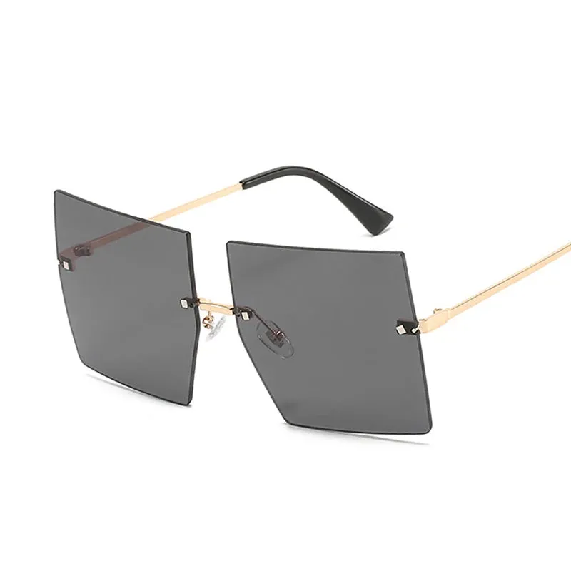 FZ Luxury Oversized Rimless Vintage Square Sunglasses