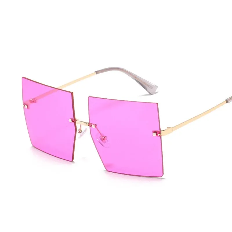 FZ Luxury Oversized Rimless Vintage Square Sunglasses