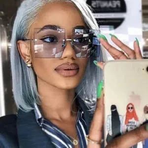 FZ Luxury Oversized Rimless Vintage Square Sunglasses
