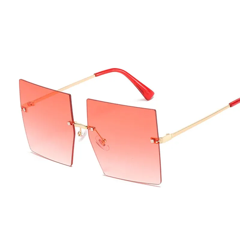 FZ Luxury Oversized Rimless Vintage Square Sunglasses