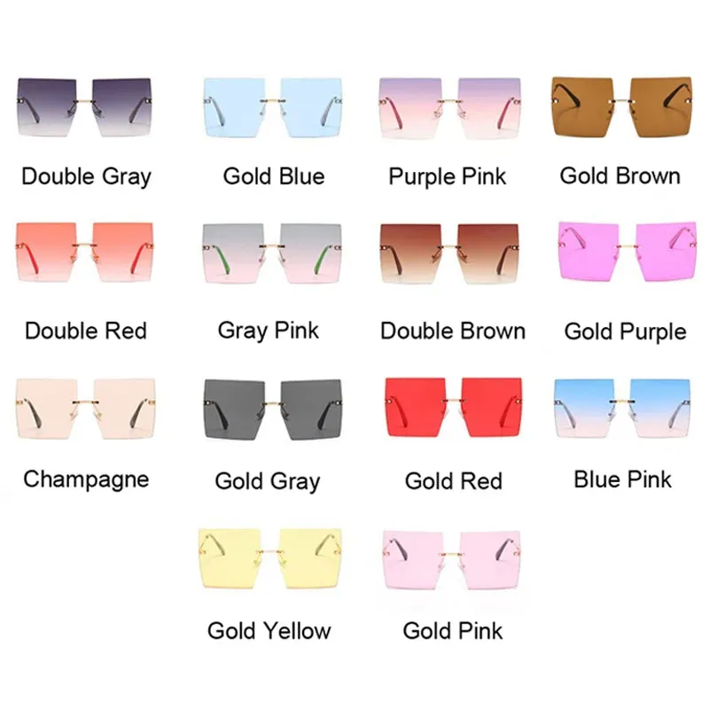 FZ Luxury Oversized Rimless Vintage Square Sunglasses