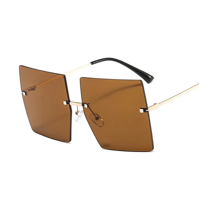 FZ Luxury Oversized Rimless Vintage Square Sunglasses