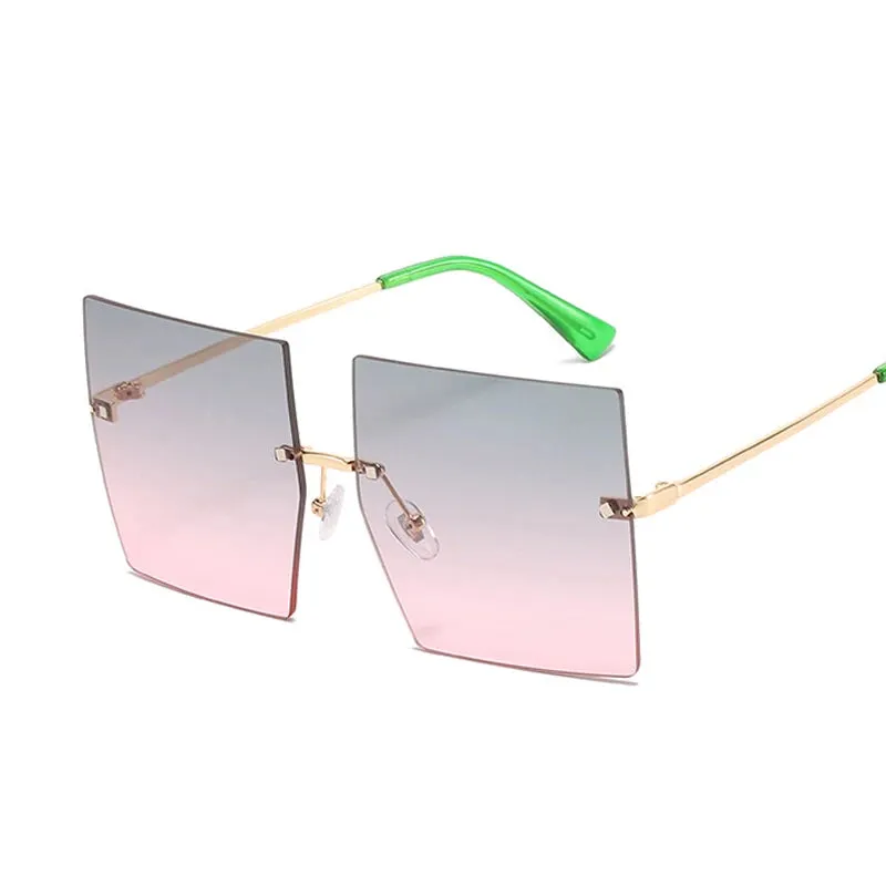 FZ Luxury Oversized Rimless Vintage Square Sunglasses