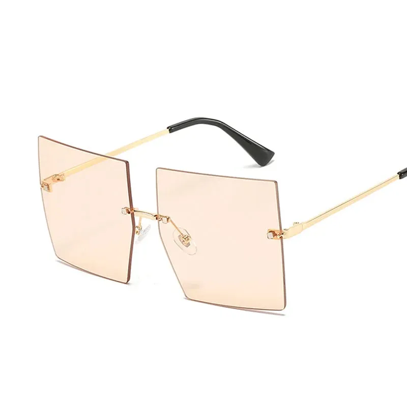 FZ Luxury Oversized Rimless Vintage Square Sunglasses