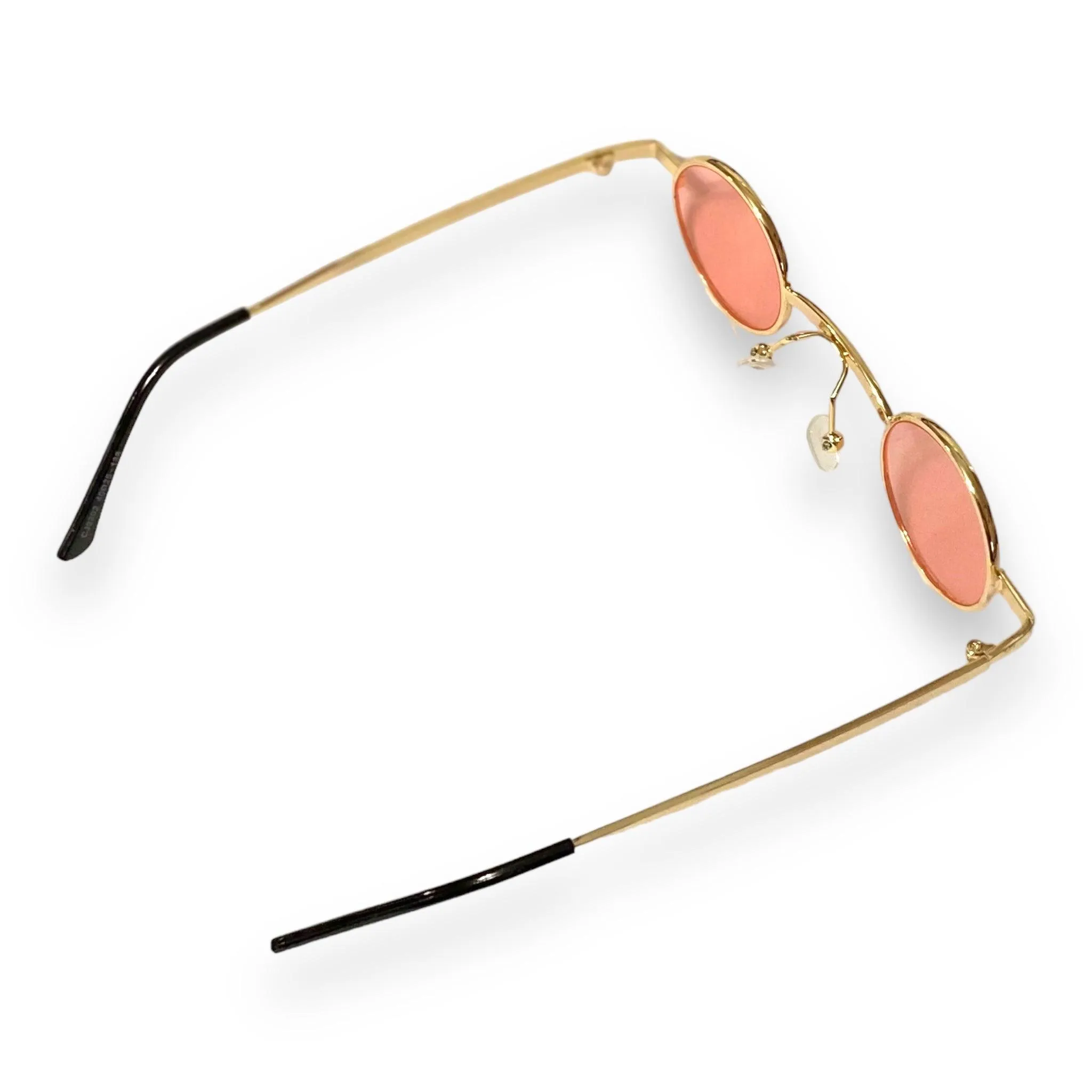 Golden Pink Wide Bridge Retro Round Sunglasses