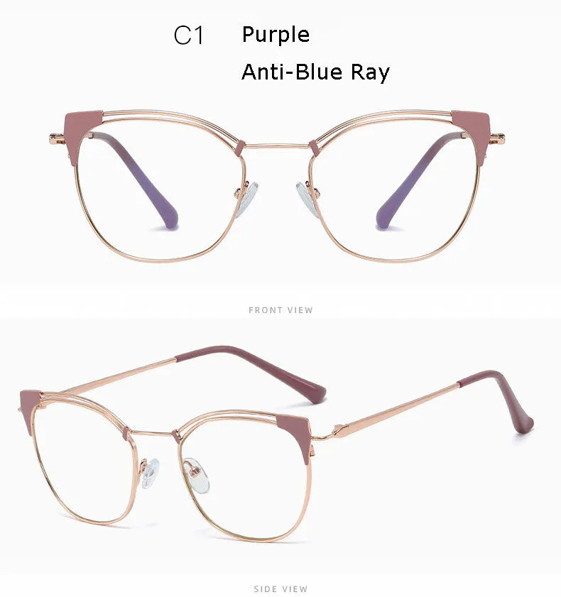 Hotony Unisex Full Rim Cat Eye Alloy Frame Eyeglasses L95537