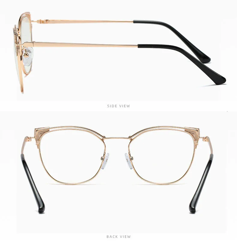 Hotony Unisex Full Rim Cat Eye Alloy Frame Eyeglasses L95537