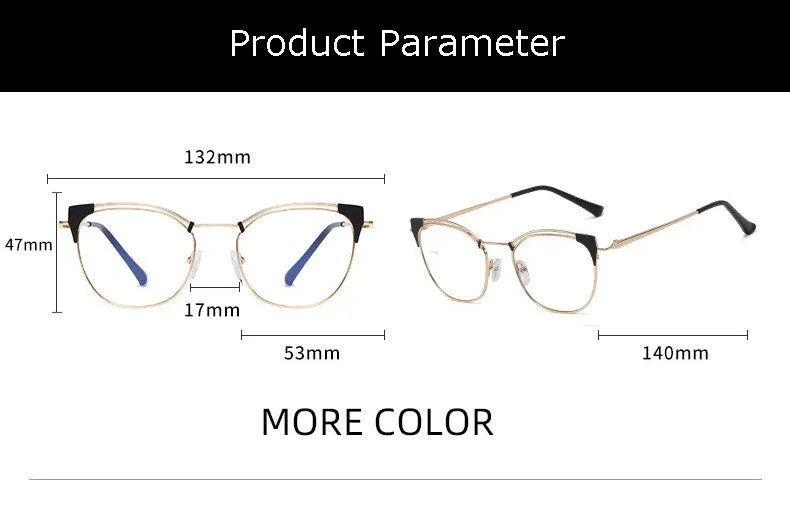 Hotony Unisex Full Rim Cat Eye Alloy Frame Eyeglasses L95537
