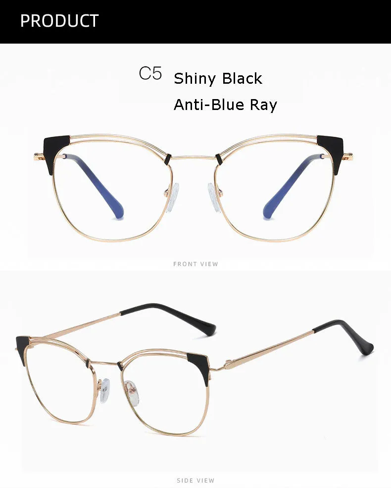 Hotony Unisex Full Rim Cat Eye Alloy Frame Eyeglasses L95537