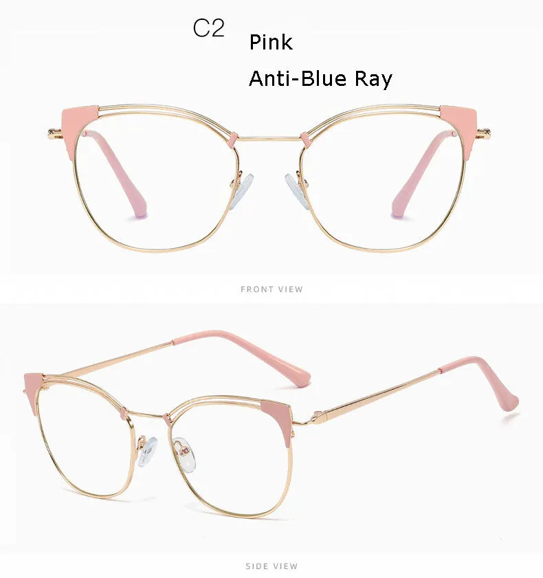 Hotony Unisex Full Rim Cat Eye Alloy Frame Eyeglasses L95537