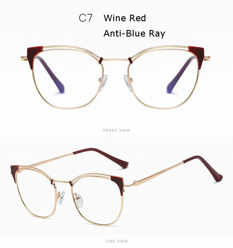 Hotony Unisex Full Rim Cat Eye Alloy Frame Eyeglasses L95537