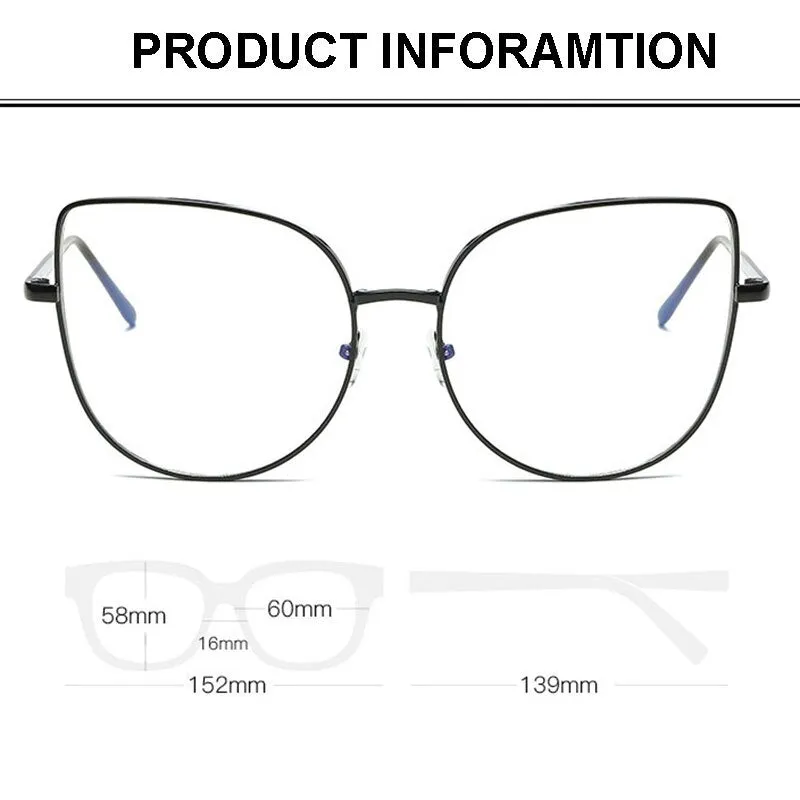 Hotony Women's Full Rim Alloy Cat Eye Frame Eyeglasses 3449