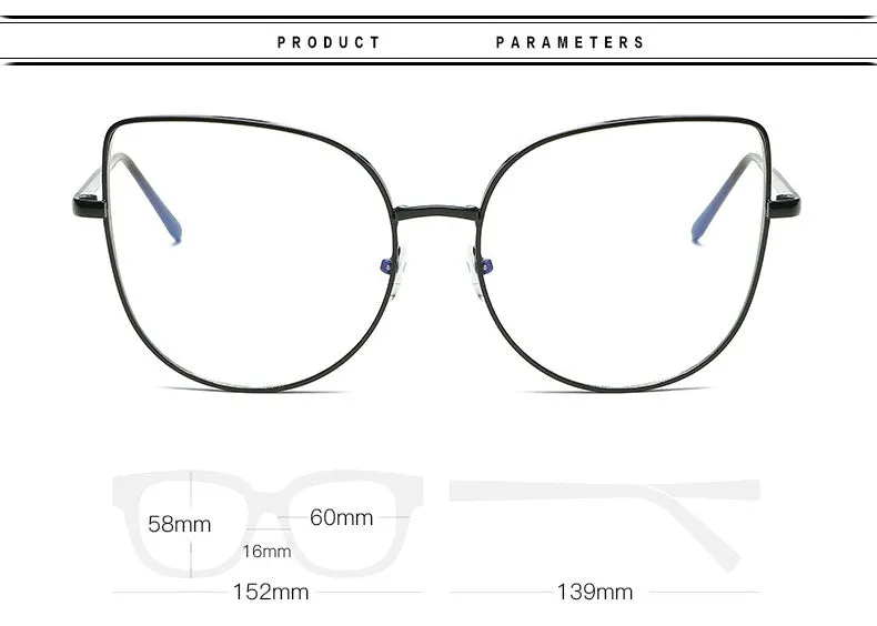 Hotony Women's Full Rim Alloy Cat Eye Frame Eyeglasses 3449