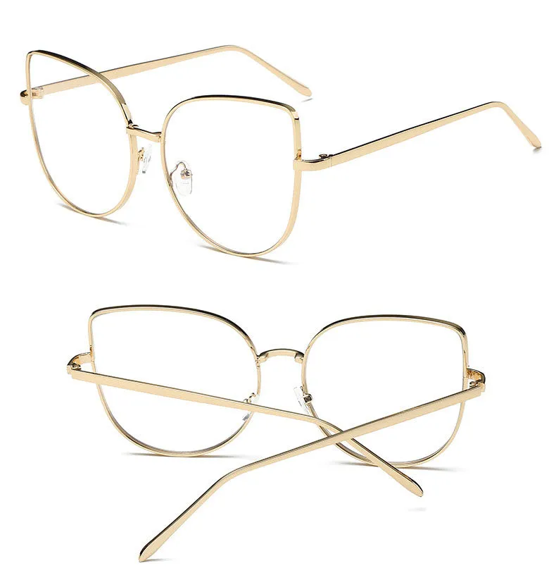 Hotony Women's Full Rim Alloy Cat Eye Frame Eyeglasses 3449