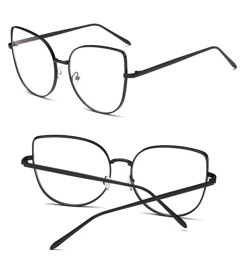 Hotony Women's Full Rim Alloy Cat Eye Frame Eyeglasses 3449