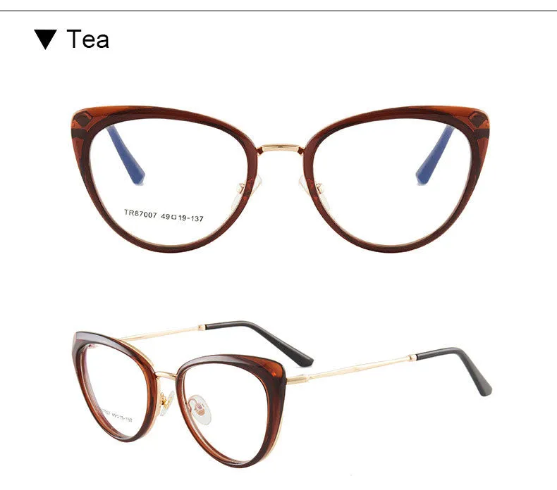 Hotony Women's Full Rim TR 90 Resin Cat Eye Frame Eyeglasses 7007