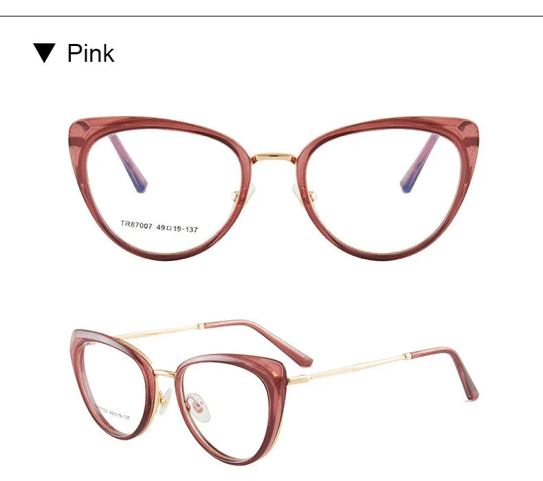 Hotony Women's Full Rim TR 90 Resin Cat Eye Frame Eyeglasses 7007