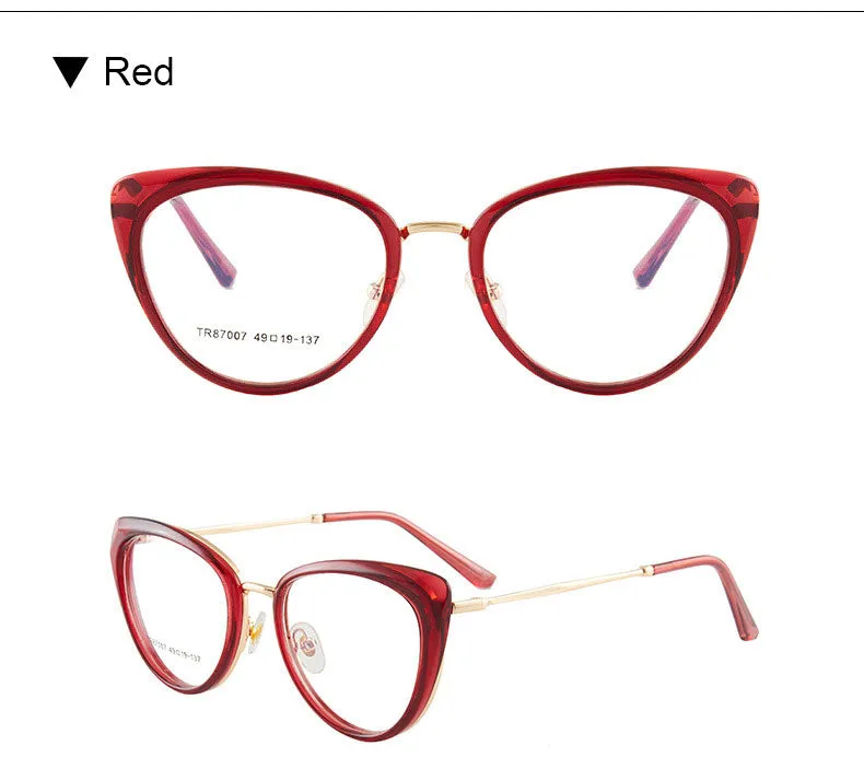Hotony Women's Full Rim TR 90 Resin Cat Eye Frame Eyeglasses 7007