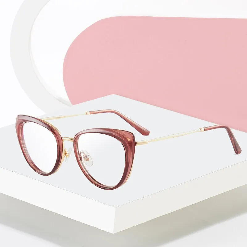 Hotony Women's Full Rim TR 90 Resin Cat Eye Frame Eyeglasses 7007