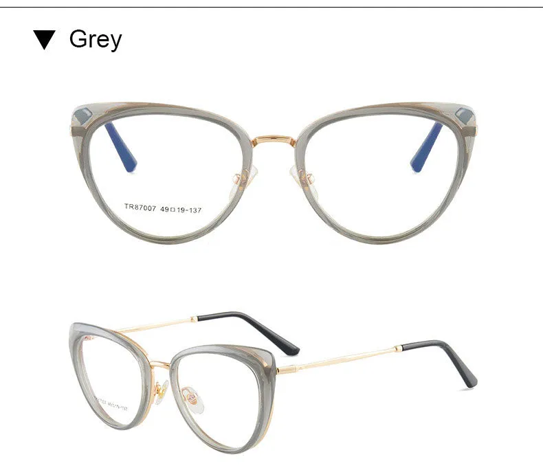 Hotony Women's Full Rim TR 90 Resin Cat Eye Frame Eyeglasses 7007