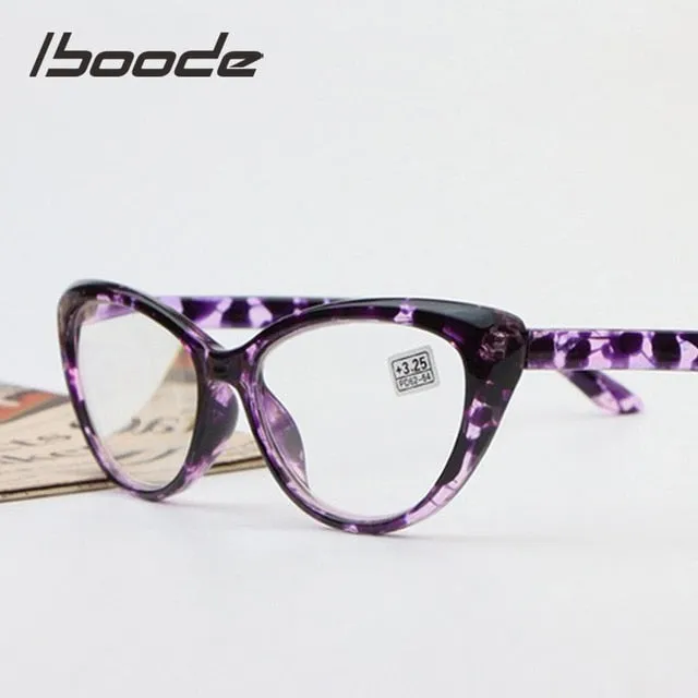 Iboode Women's Full Rim Cat Eye PC Plastic Reading Glasses F414