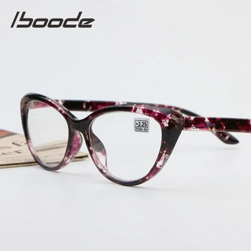 Iboode Women's Full Rim Cat Eye PC Plastic Reading Glasses F414