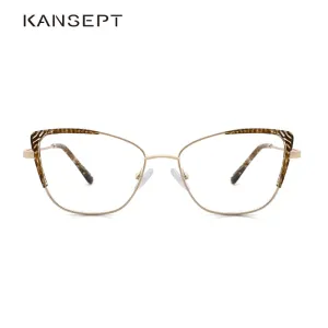 Kansept Women's Full Rim Cat Eye Stainless Steel Frame Eyeglasses Ms8124