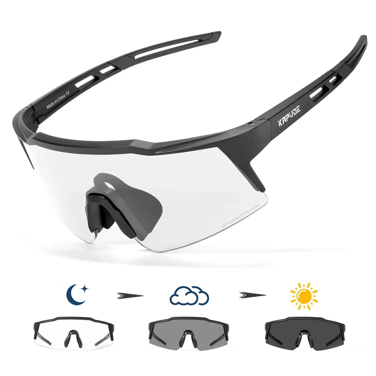 Kapvoe Photochromic Child Sunglasses UV400 Sport Children Cycling Glasses Kids Boys Girls Fashion Bike Glasses Bicycle Eyewear