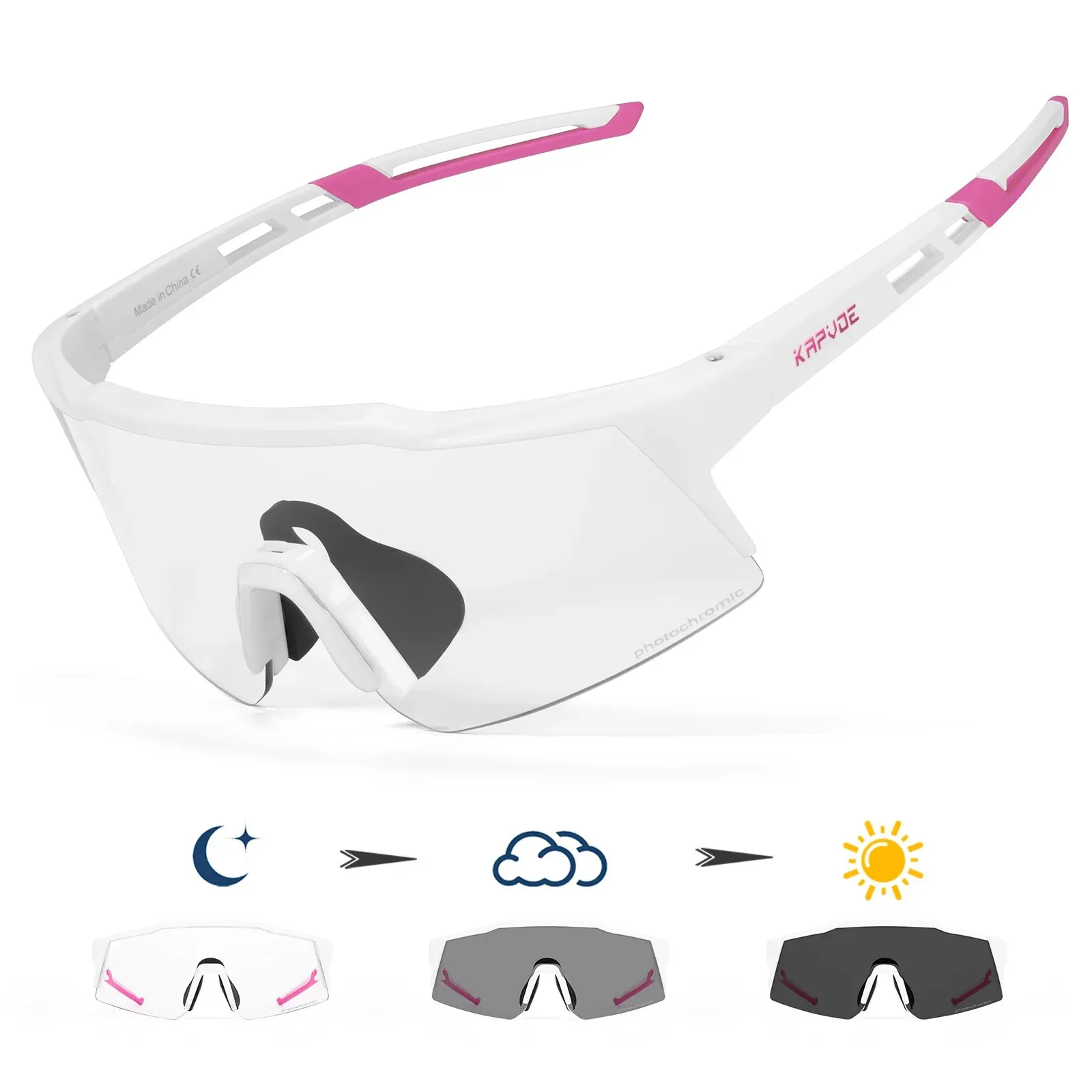 Kapvoe Photochromic Child Sunglasses UV400 Sport Children Cycling Glasses Kids Boys Girls Fashion Bike Glasses Bicycle Eyewear