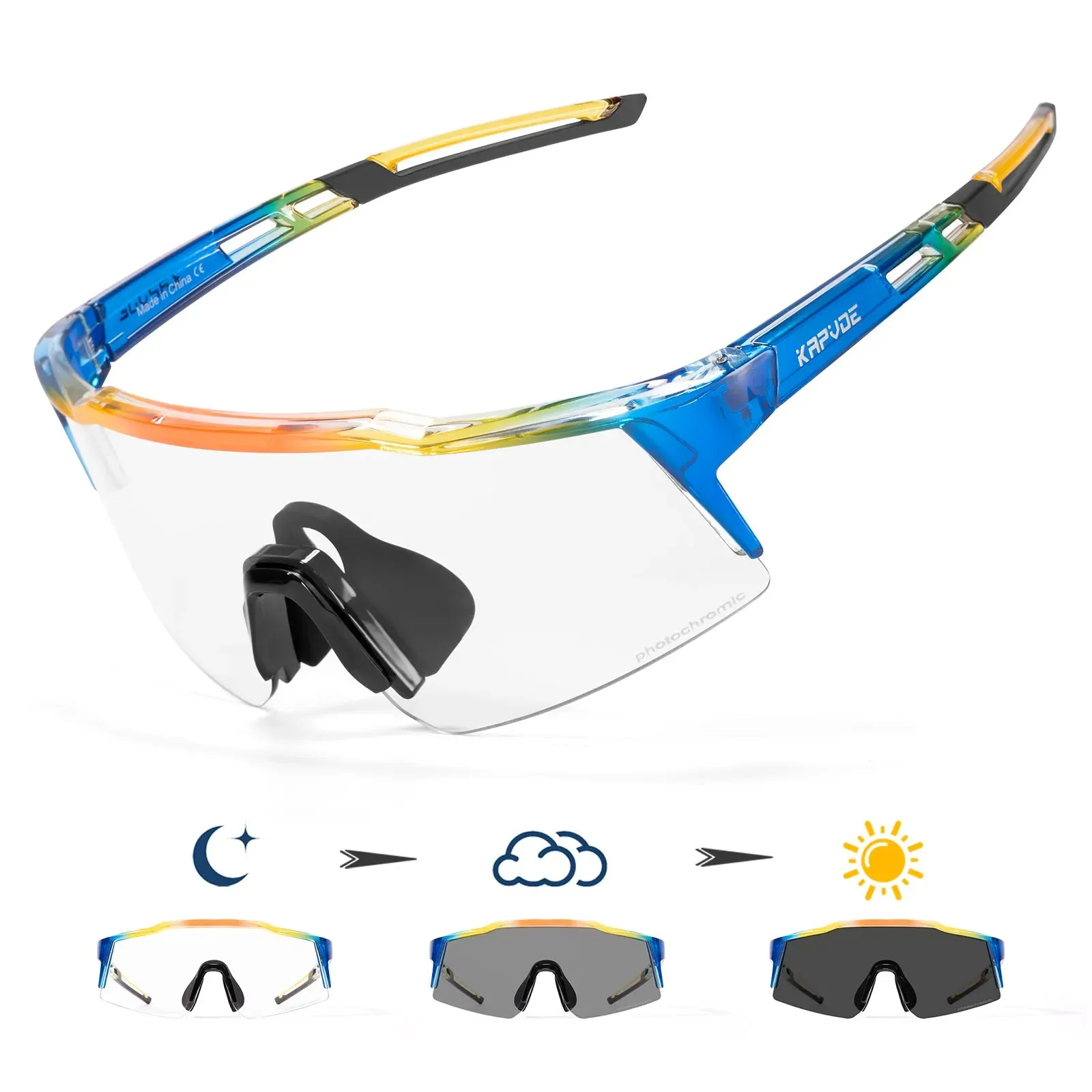 Kapvoe Photochromic Child Sunglasses UV400 Sport Children Cycling Glasses Kids Boys Girls Fashion Bike Glasses Bicycle Eyewear