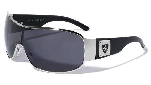 Khan Mens Oversized Wrap Around Shield Sunglasses