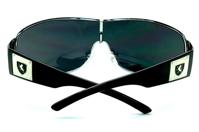 Khan Mens Oversized Wrap Around Shield Sunglasses