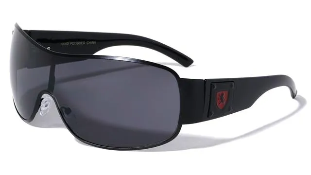 Khan Mens Oversized Wrap Around Shield Sunglasses