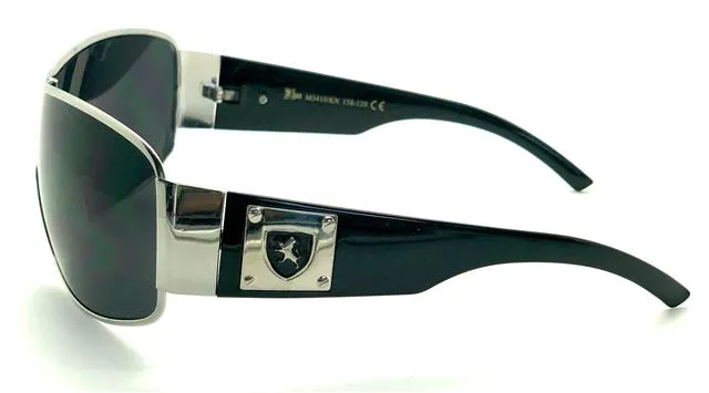 Khan Mens Oversized Wrap Around Shield Sunglasses