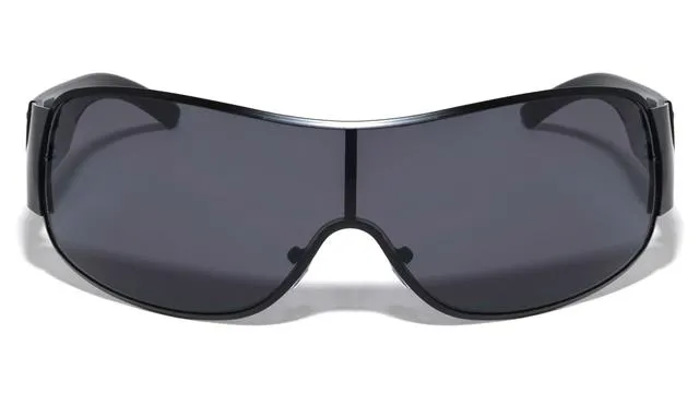 Khan Mens Oversized Wrap Around Shield Sunglasses