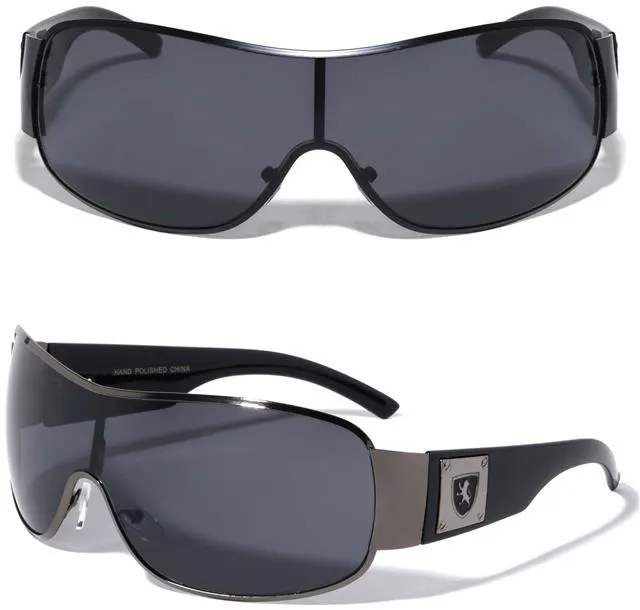 Khan Mens Oversized Wrap Around Shield Sunglasses
