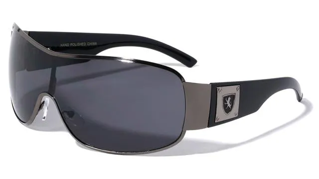 Khan Mens Oversized Wrap Around Shield Sunglasses