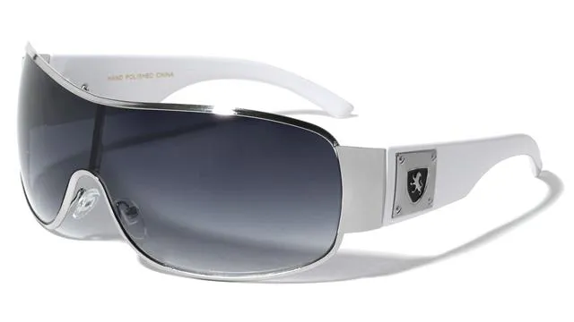 Khan Mens Oversized Wrap Around Shield Sunglasses