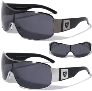 Khan Mens Oversized Wrap Around Shield Sunglasses