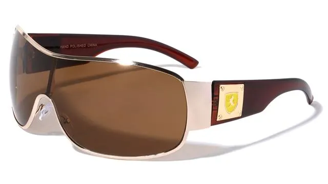 Khan Mens Oversized Wrap Around Shield Sunglasses