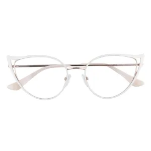 Laoyehui Women's Full Rim Cat Eye Alloy Frame Reading Glasses Anti Blue Light White 90161