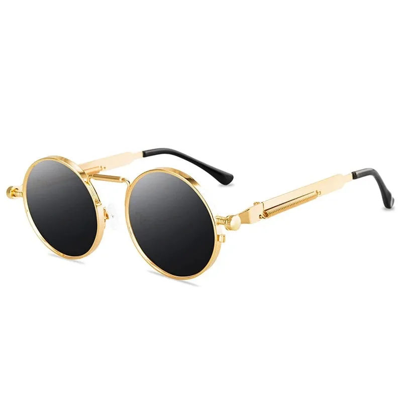 Men's Steam Punk Round Metal Frame Sunglasses