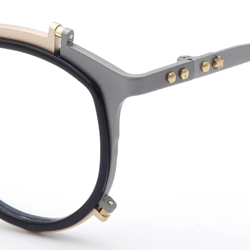 Muzz Women's Full Rim Round Cat Eye Titanium Hand Crafted Frame Eyeglasses