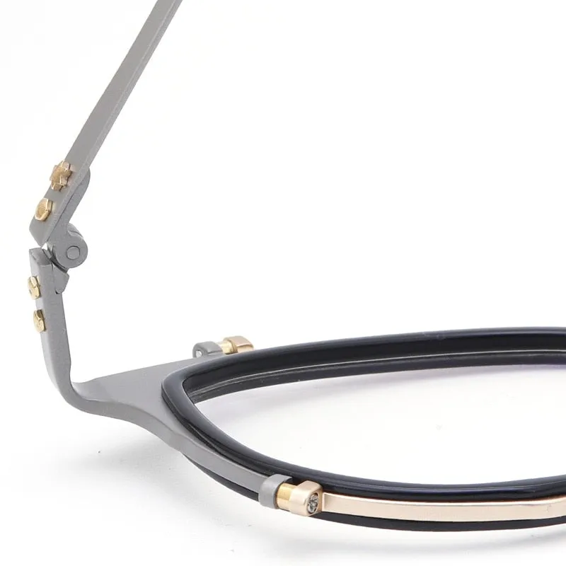 Muzz Women's Full Rim Round Cat Eye Titanium Hand Crafted Frame Eyeglasses