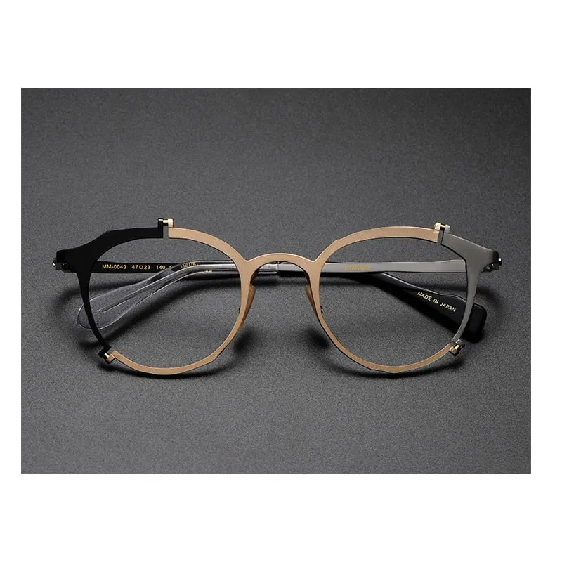 Muzz Women's Full Rim Round Cat Eye Titanium Hand Crafted Frame Eyeglasses