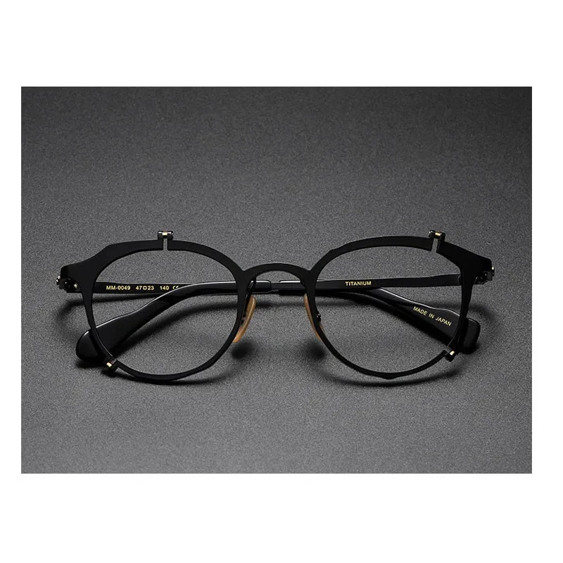 Muzz Women's Full Rim Round Cat Eye Titanium Hand Crafted Frame Eyeglasses