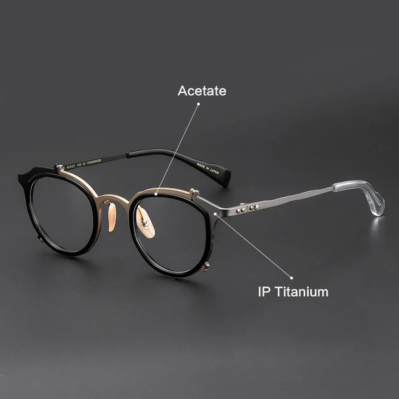 Muzz Women's Full Rim Round Cat Eye Titanium Hand Crafted Frame Eyeglasses