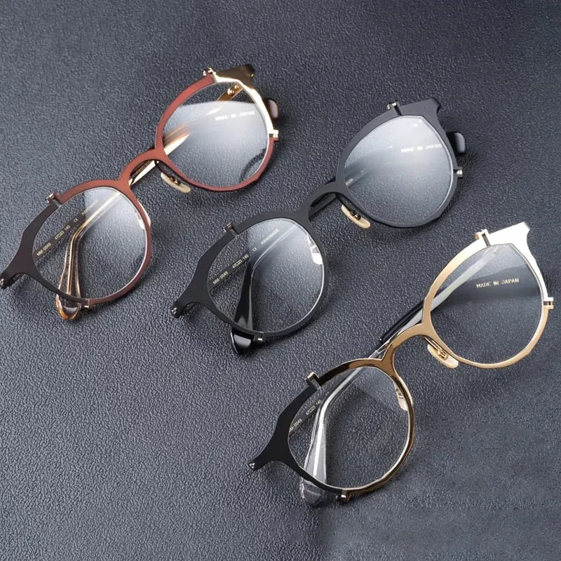 Muzz Women's Full Rim Round Cat Eye Titanium Hand Crafted Frame Eyeglasses