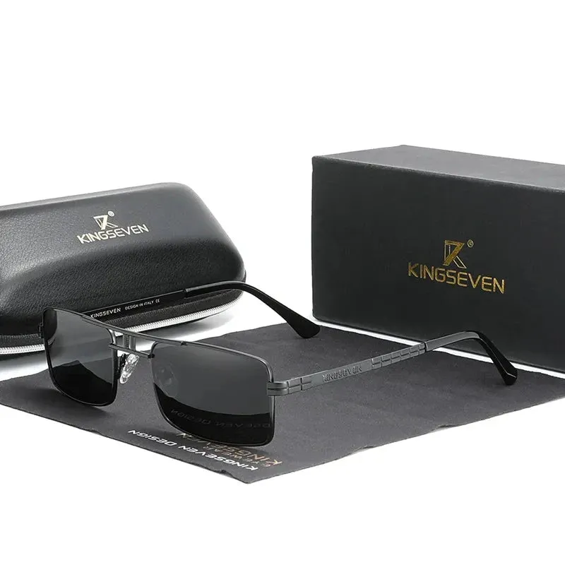 New Arrived KINGSEVEN Polarized Sunglasses Stainless Steel Vintage Frame Brand Rectangle Design Driving Fishing Sun glasses