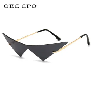 Oec Cpo Oversized Cat Eye Rimless Sunglasses